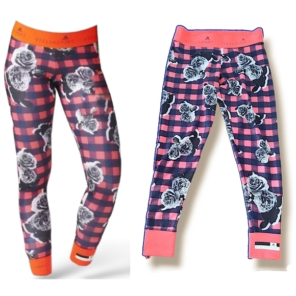 Adidas Stellasport Gingham Floral Art Training Leggings - Picture 2 of 7